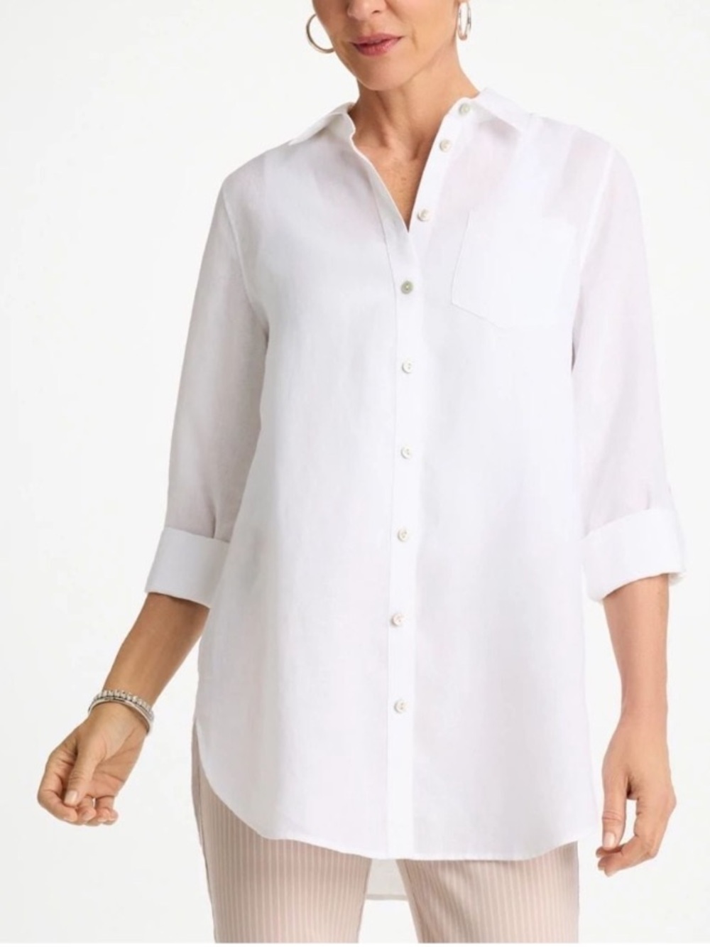 Chico’s plus size 3X 100% linen button down shirt XXXL NWOT New Lino by Chicos